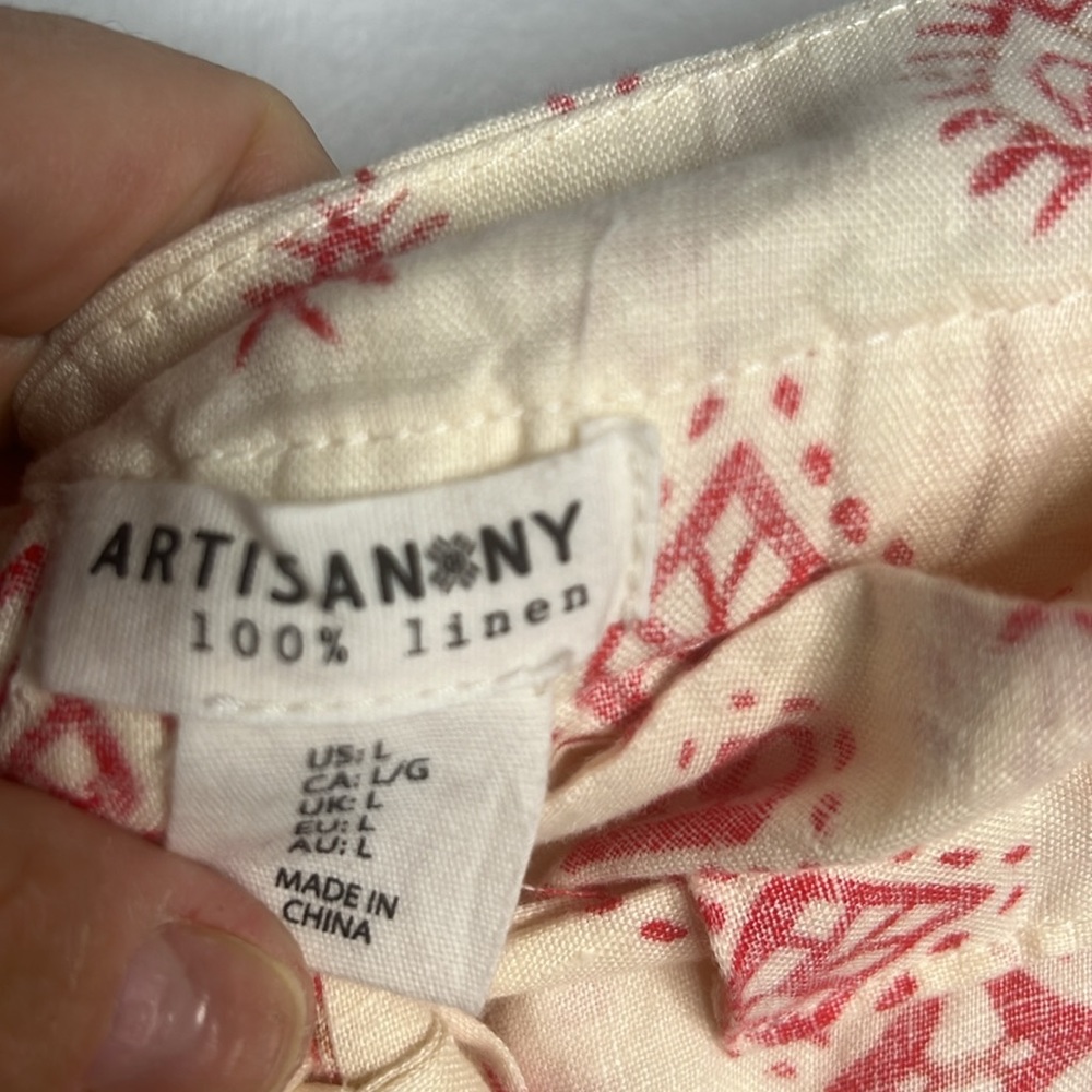 Artisan NY Cream & Red Linen Shorts - Picture 5 of 7